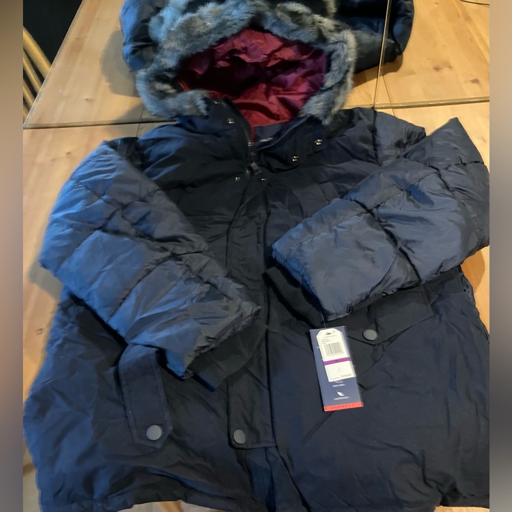 NWT Nautica JR2703 Tempasphere Navy Puffer Coat with Faux Fur Hood Size XXL